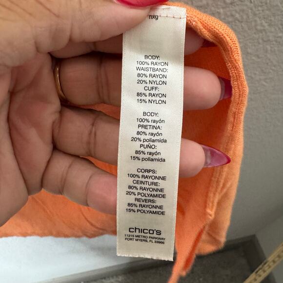 Chico’s‎ Size 2 (L) Orange Lightweight Open Front Cardigan Long Sleeve Rayon - Picture 4 of 8
